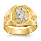 14k and Rhodium Men's Eagle Ring