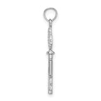 14K White Gold 3-D Key w/ Hearts Charm