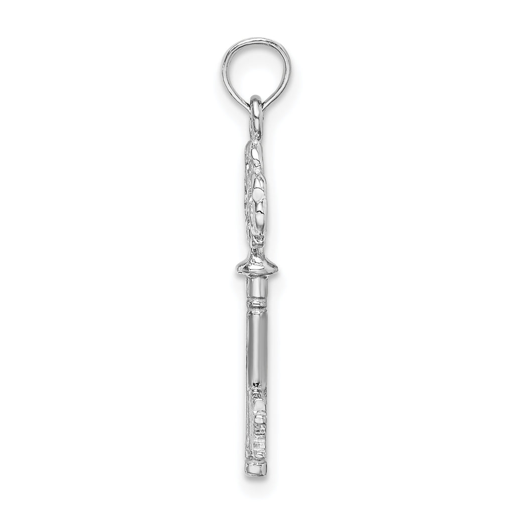 14K White Gold 3-D Hearts Key Charm