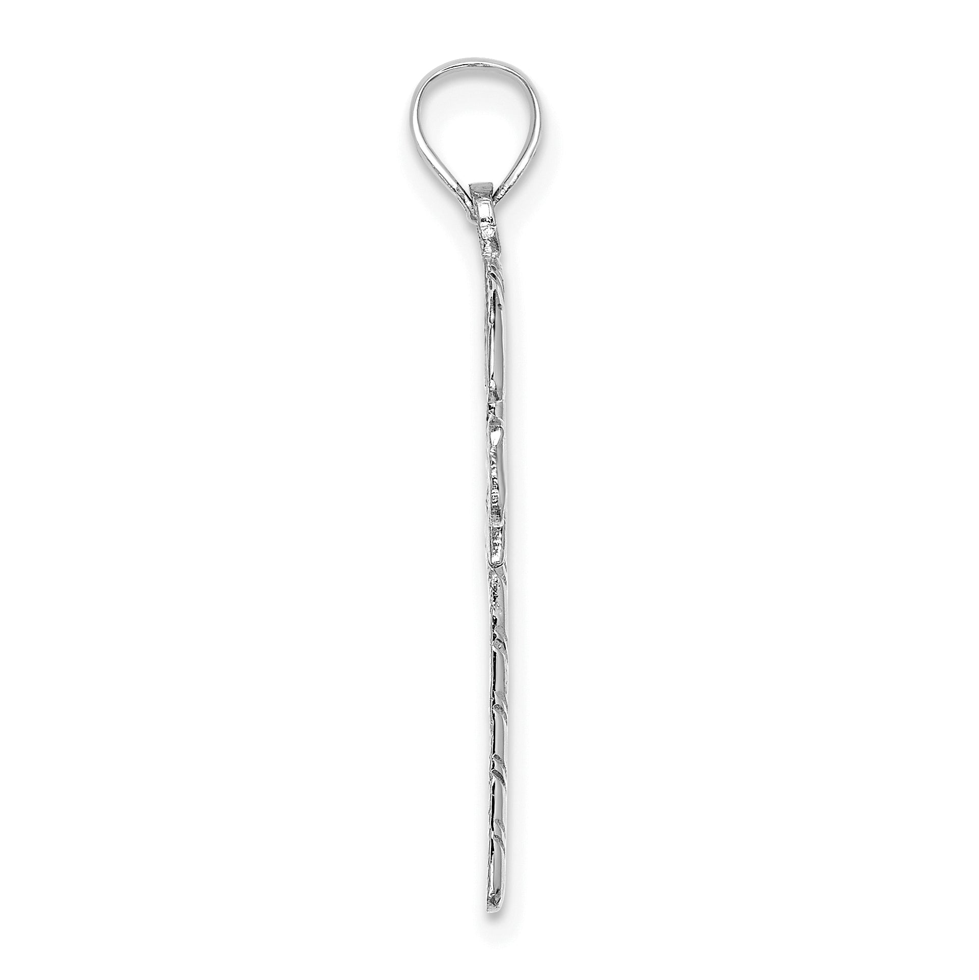 14K White Gold Solid Polished Candy Cane Pendant Secondary image