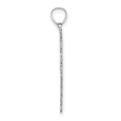 14K White Gold Solid Polished Candy Cane Pendant
