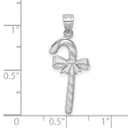 14K White Gold Solid Polished Candy Cane Pendant
