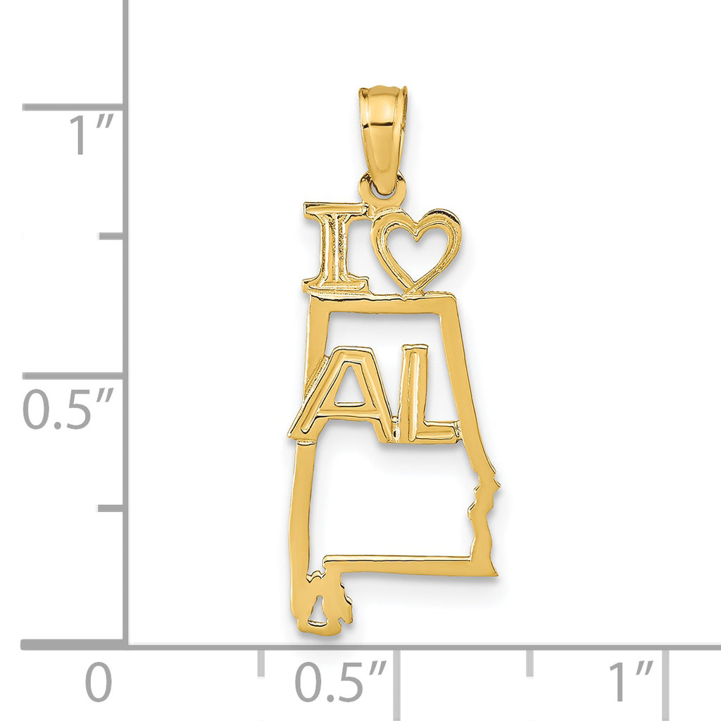 14k Solid Alabama State Pendant
