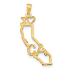 14k Solid California State Pendant