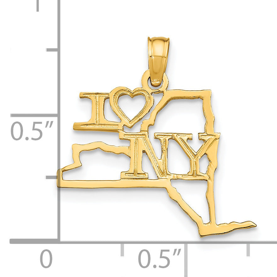 14k Solid New York State Pendant