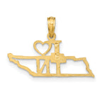 14k Solid Tennessee State Pendant