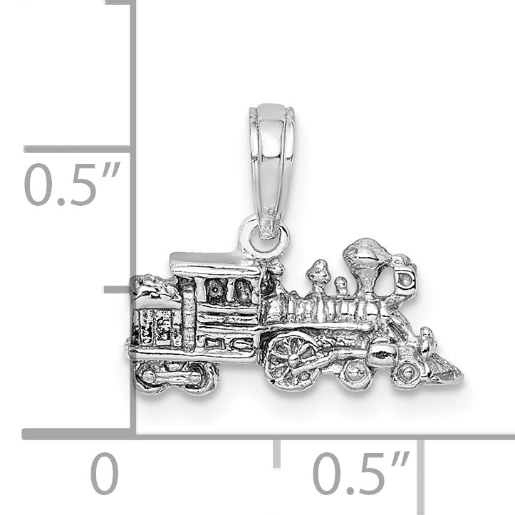 14K White Gold 3-D Miniature Train Charm