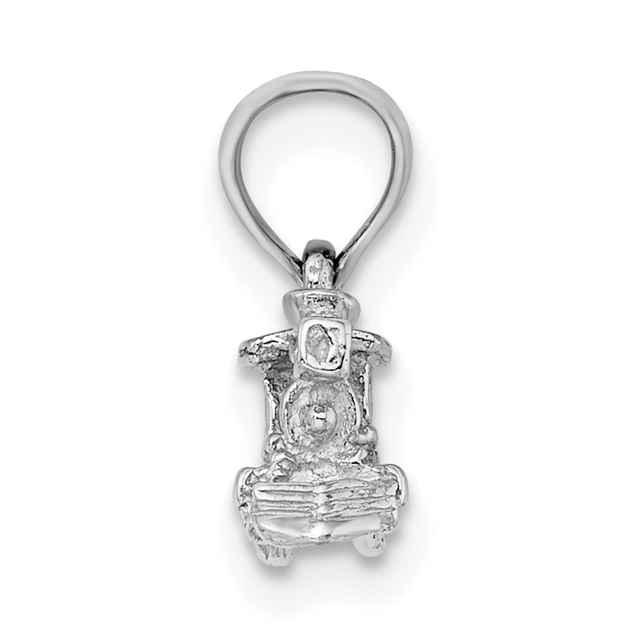 14K White Gold 3-D Miniature Train Charm