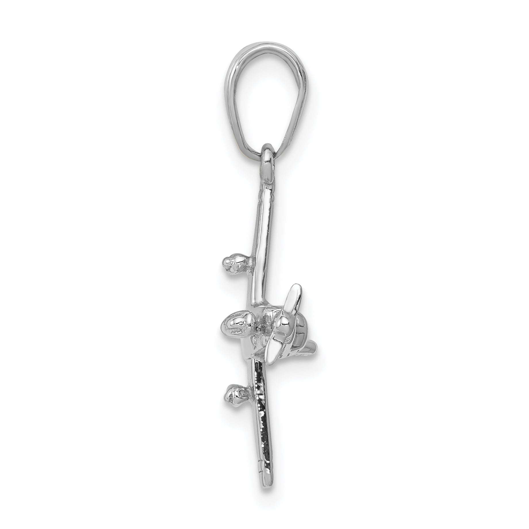 14k White Gold 3-D Low-Wing Airplane Pendant Secondary image