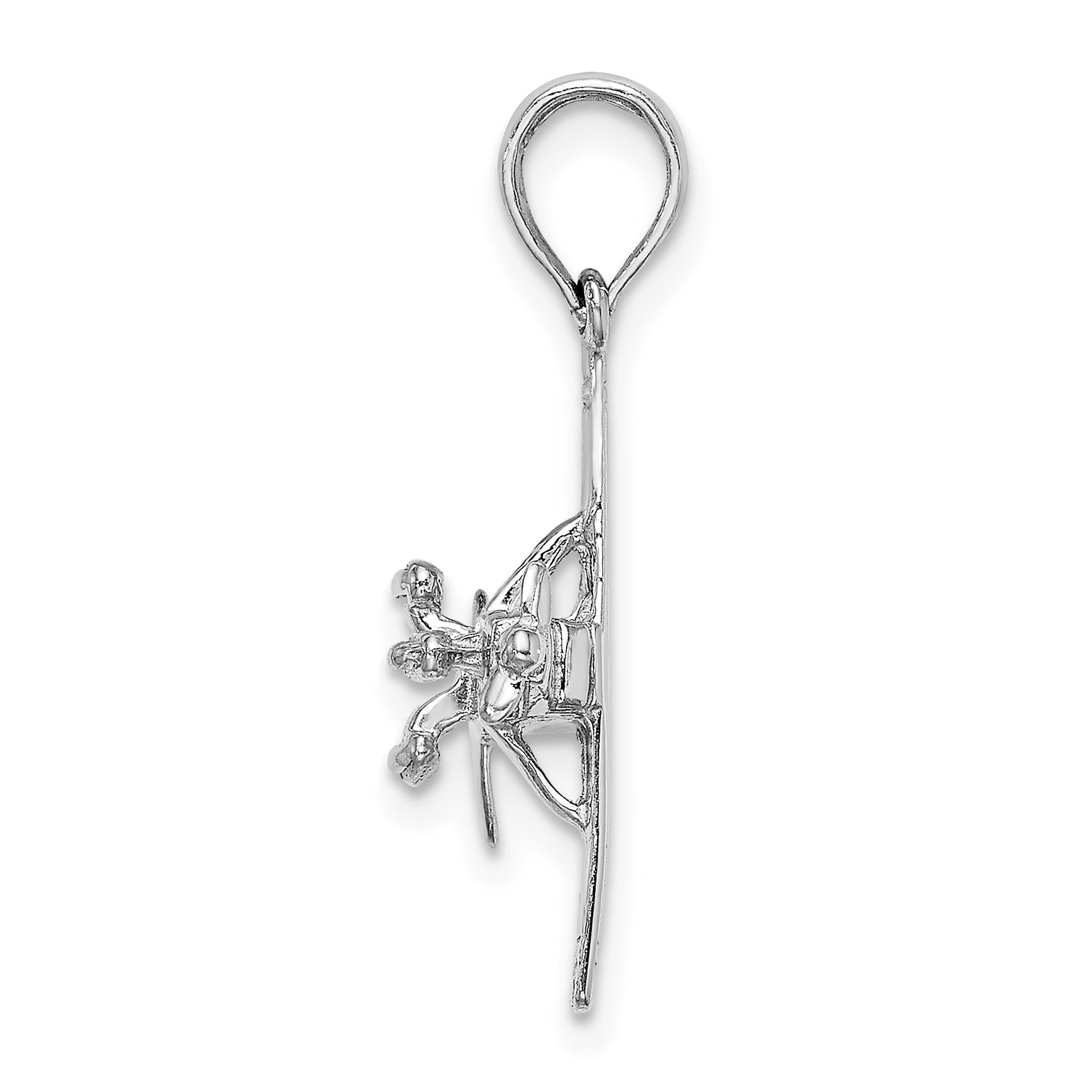 14K White Gold 3-D High Wing Airplane Charm Secondary image