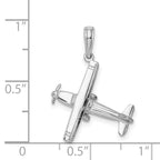14K White Gold 3-D High Wing Airplane Charm
