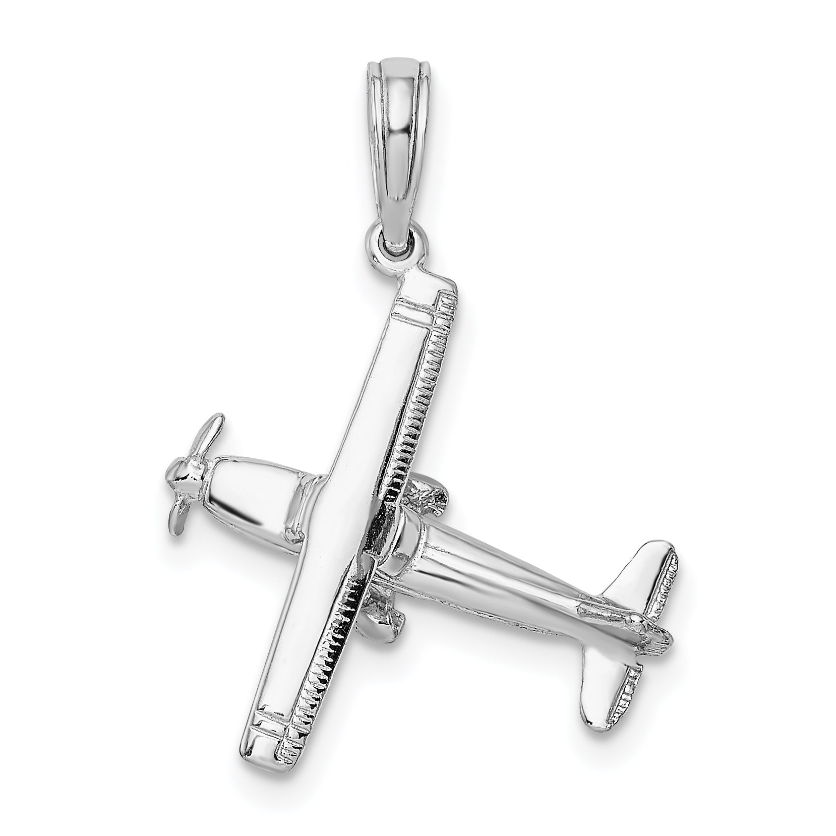 14K White Gold 3-D High Wing Airplane Charm Main image