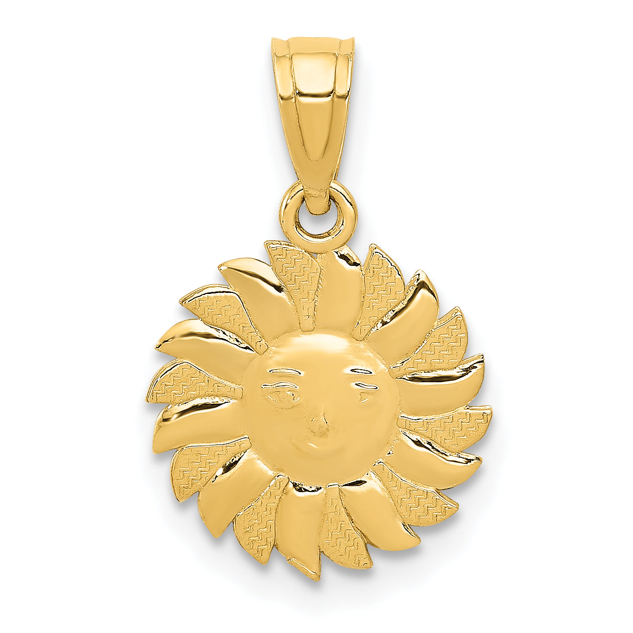 14k Polished Sun with Face Pendant - Sophia Jewelers Main image