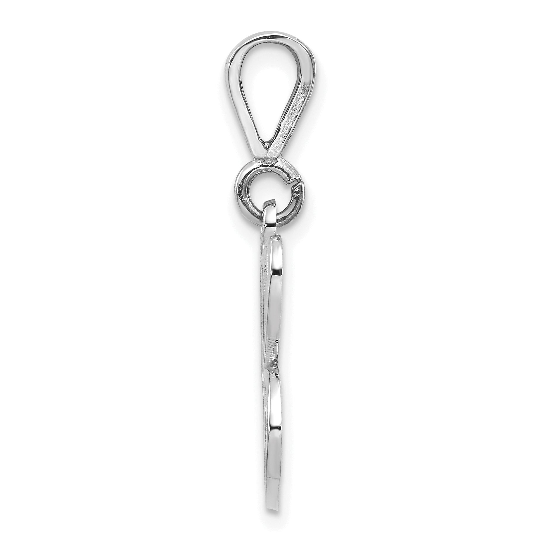 14KW White Gold Solid Polished Script Filigree Letter C Initial Pendant Secondary image