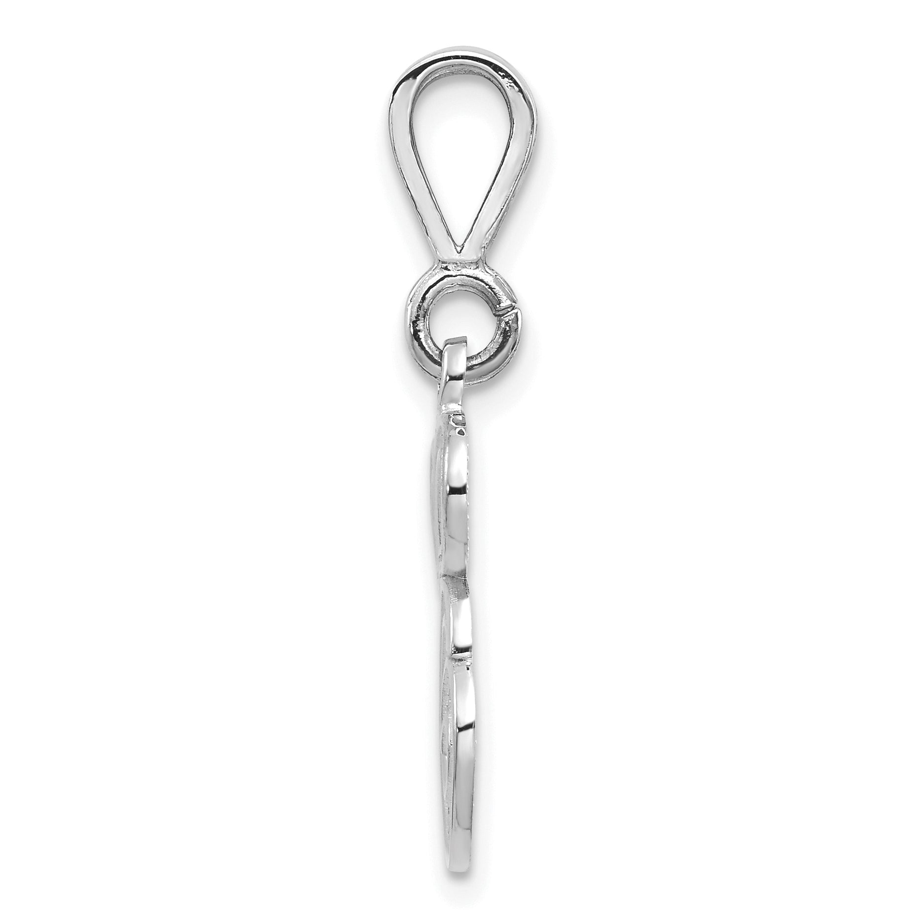 14KW White Gold Solid Polished Script Filigree Letter E Initial Pendant Secondary image