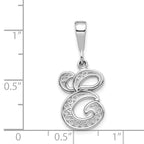 10K White Gold Filigree Initial E Pendant - view 3
