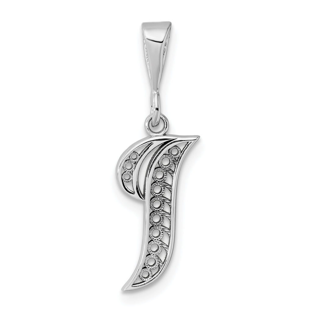 10KW Filigree Initial I Pendant