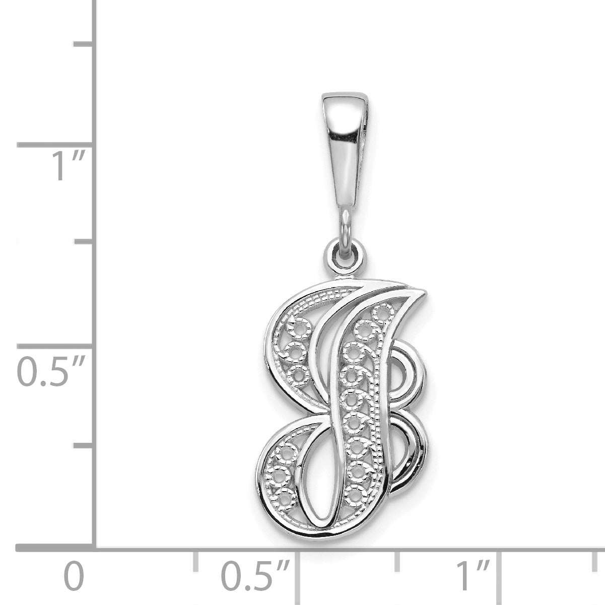 10K White Gold Filigree Initial J Pendant - view 3