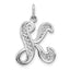 10K White Gold Filigree Initial K Pendant