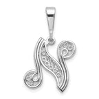 10K White Gold Filigree Initial N Pendant
