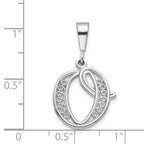 14KW White Gold Solid Polished Script Filigree Letter O Initial Pendant