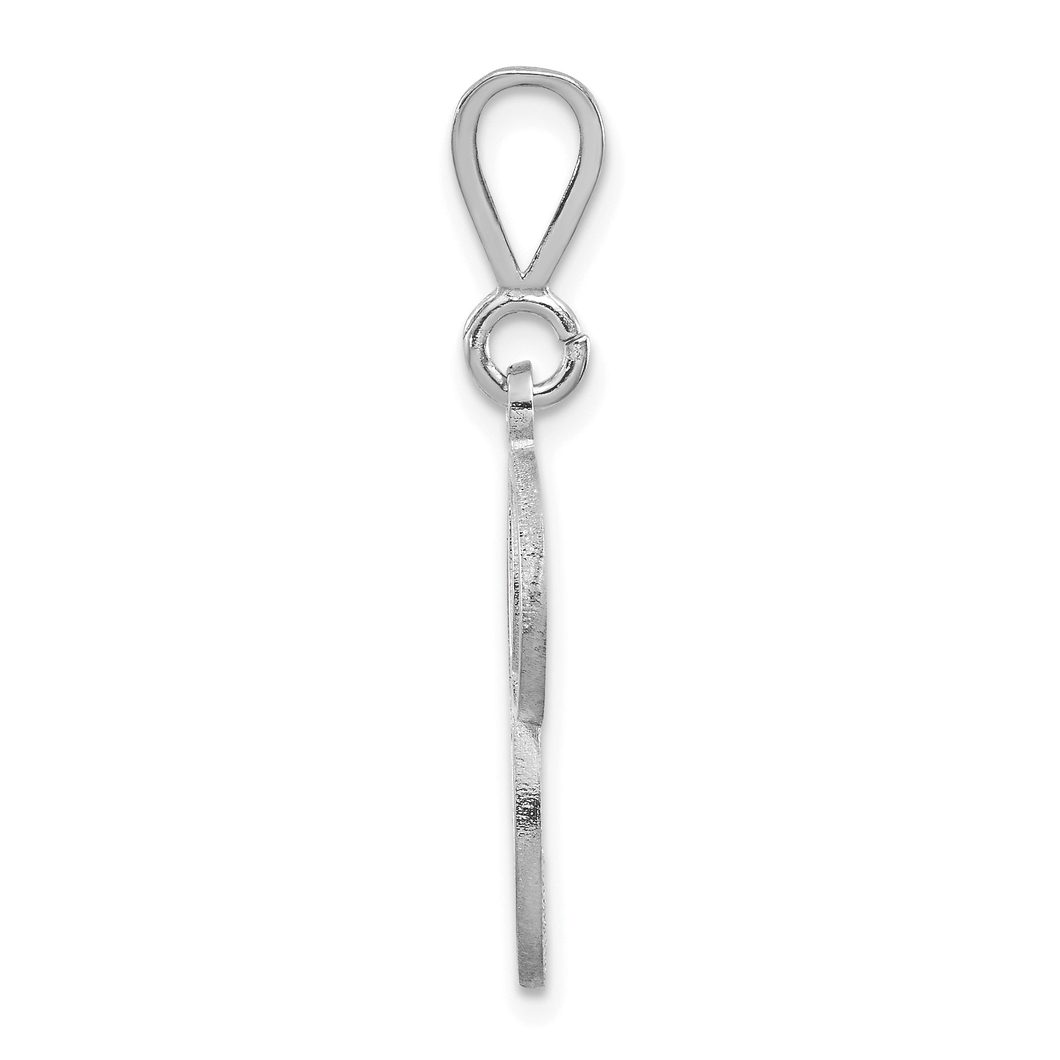 14KW White Gold Solid Polished Script Filigree Letter P Initial Pendant