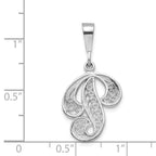 10K White Gold Filigree Initial P Pendant - view 3
