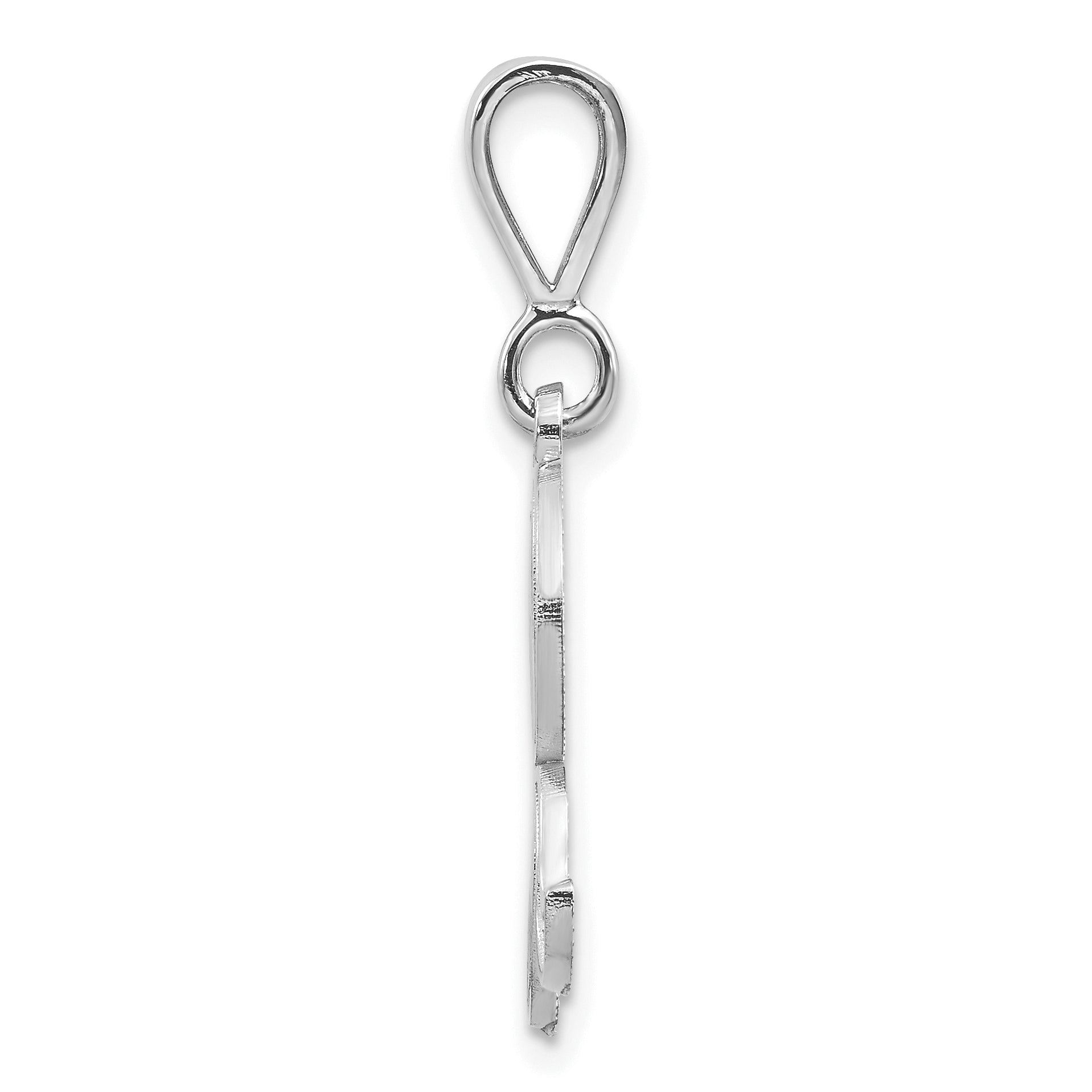14KW White Gold Solid Polished Script Filigree Letter R Initial Pendant Secondary image