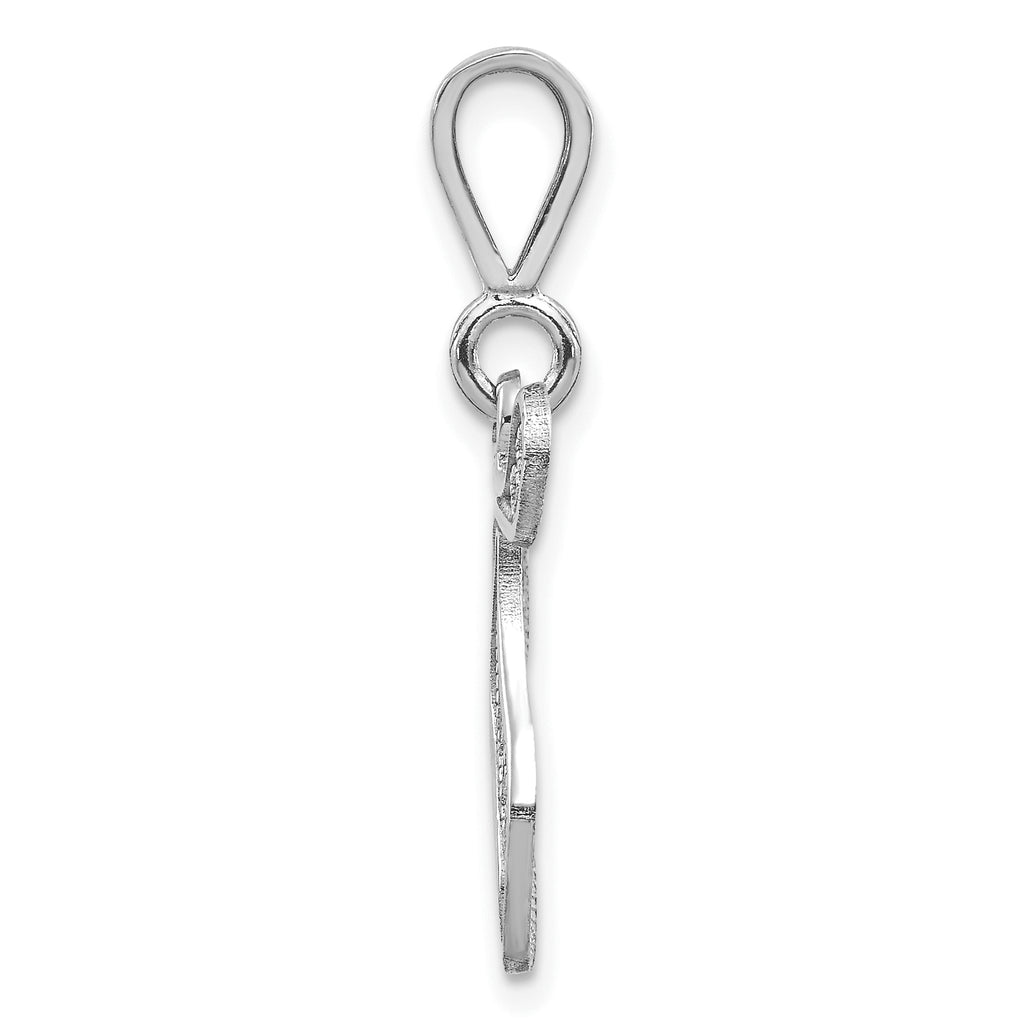 10K White Gold Filigree Initial T Pendant - view 2