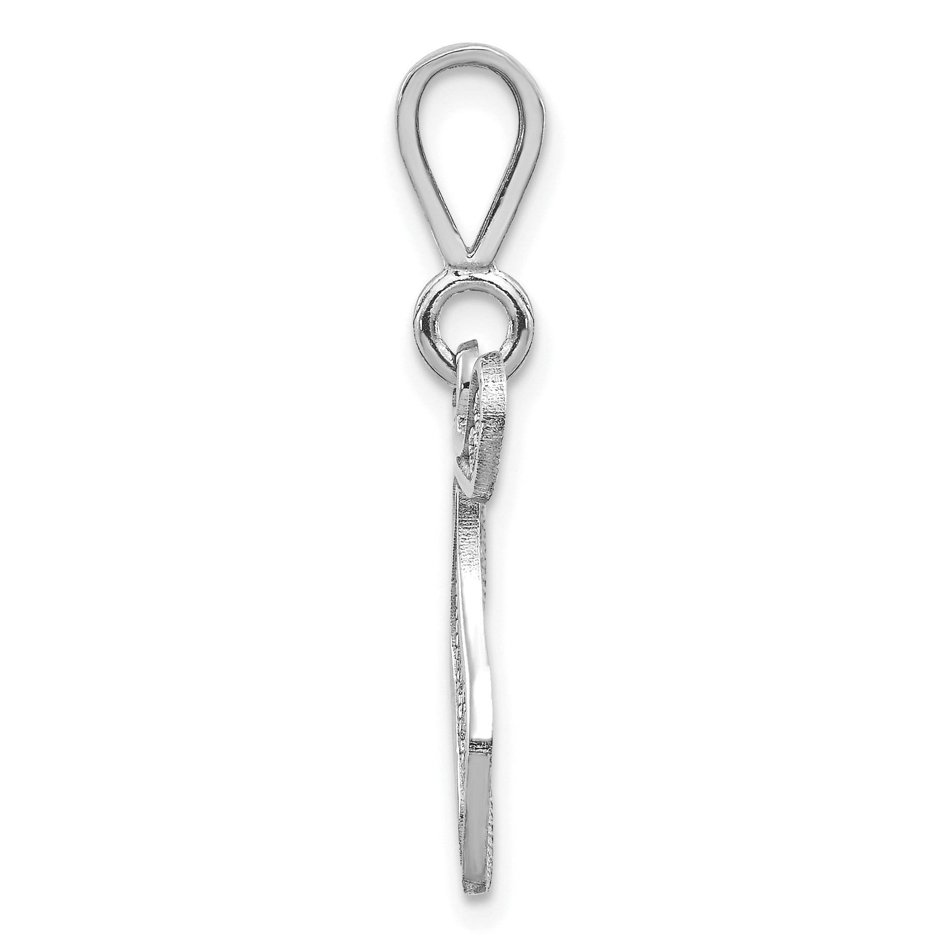 14KW White Gold Solid Polished Script Filigree Letter T Initial Pendant Secondary image