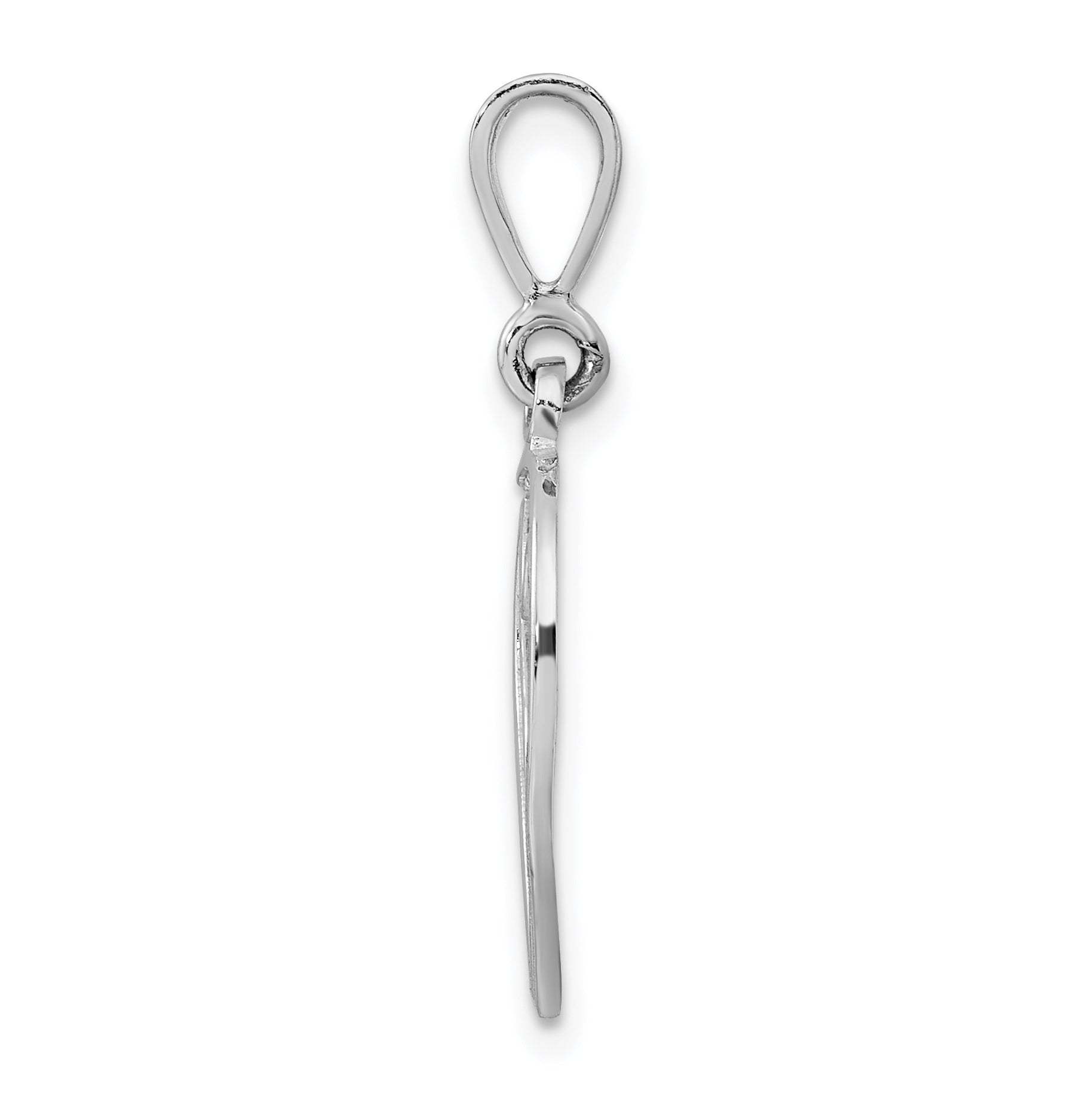 10K White Gold Filigree Initial V Pendant - view 2