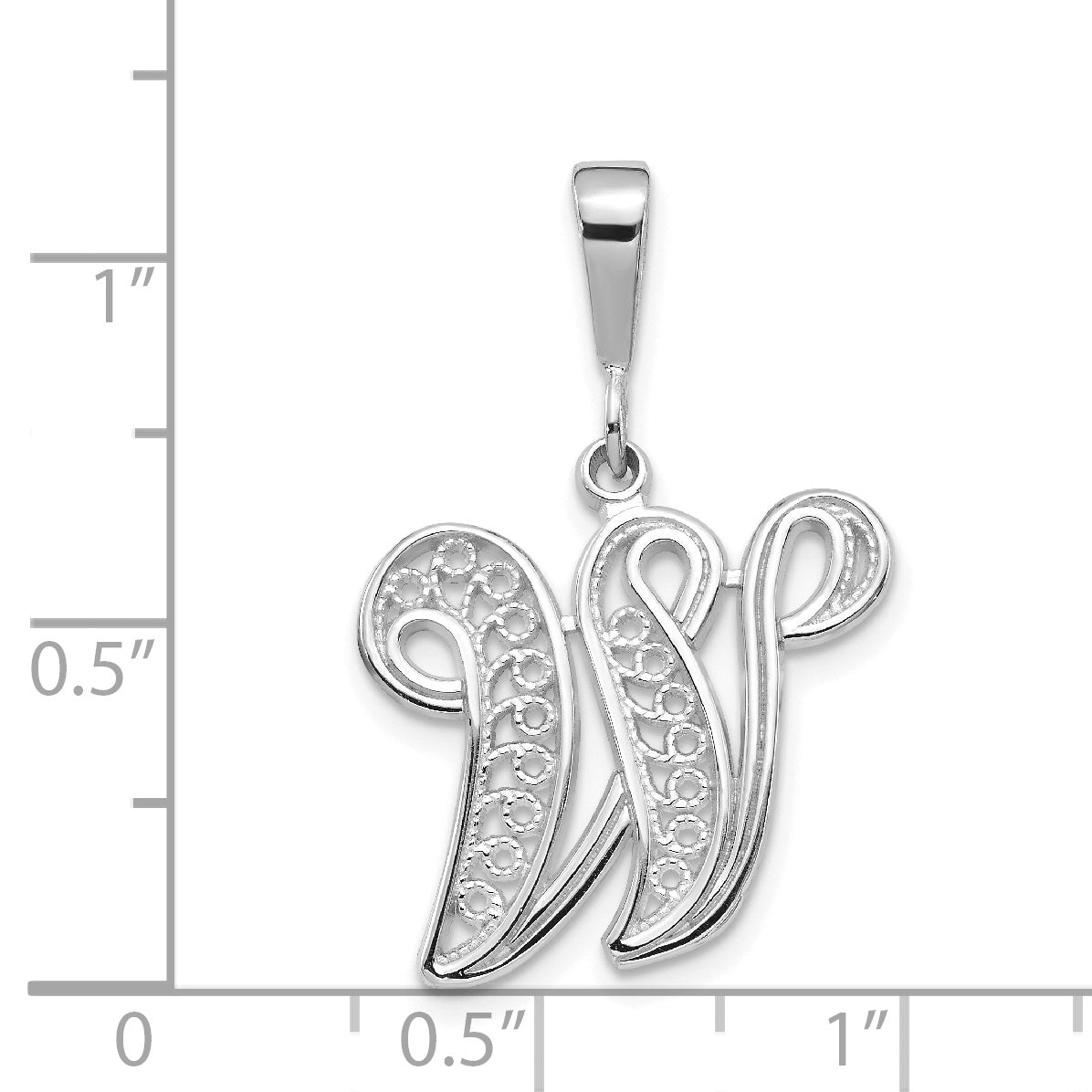 10K White Gold Filigree Initial W Pendant Secondary image