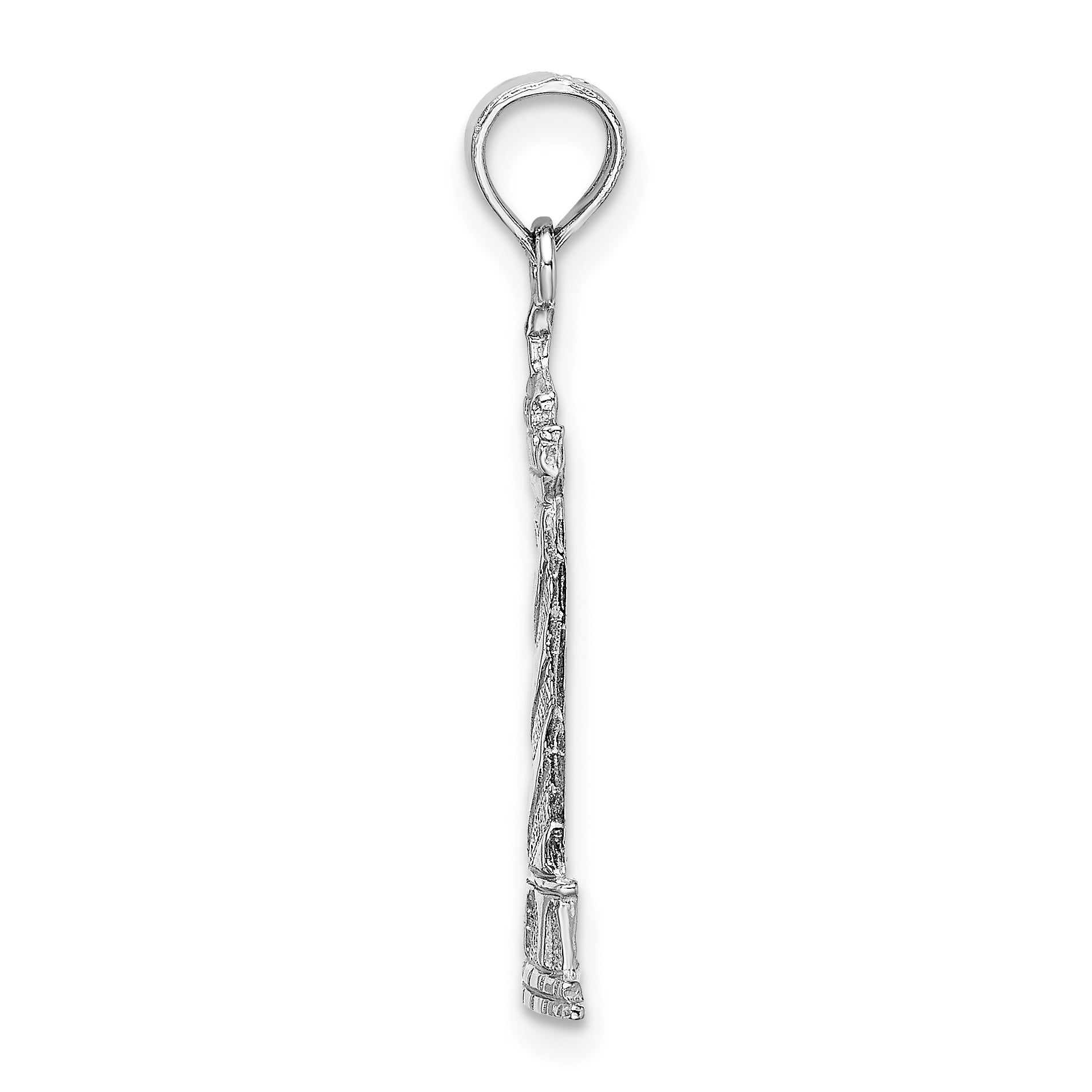 14K White Gold Polished 2-D Cape Hatteras Lighthouse Charm Secondary image