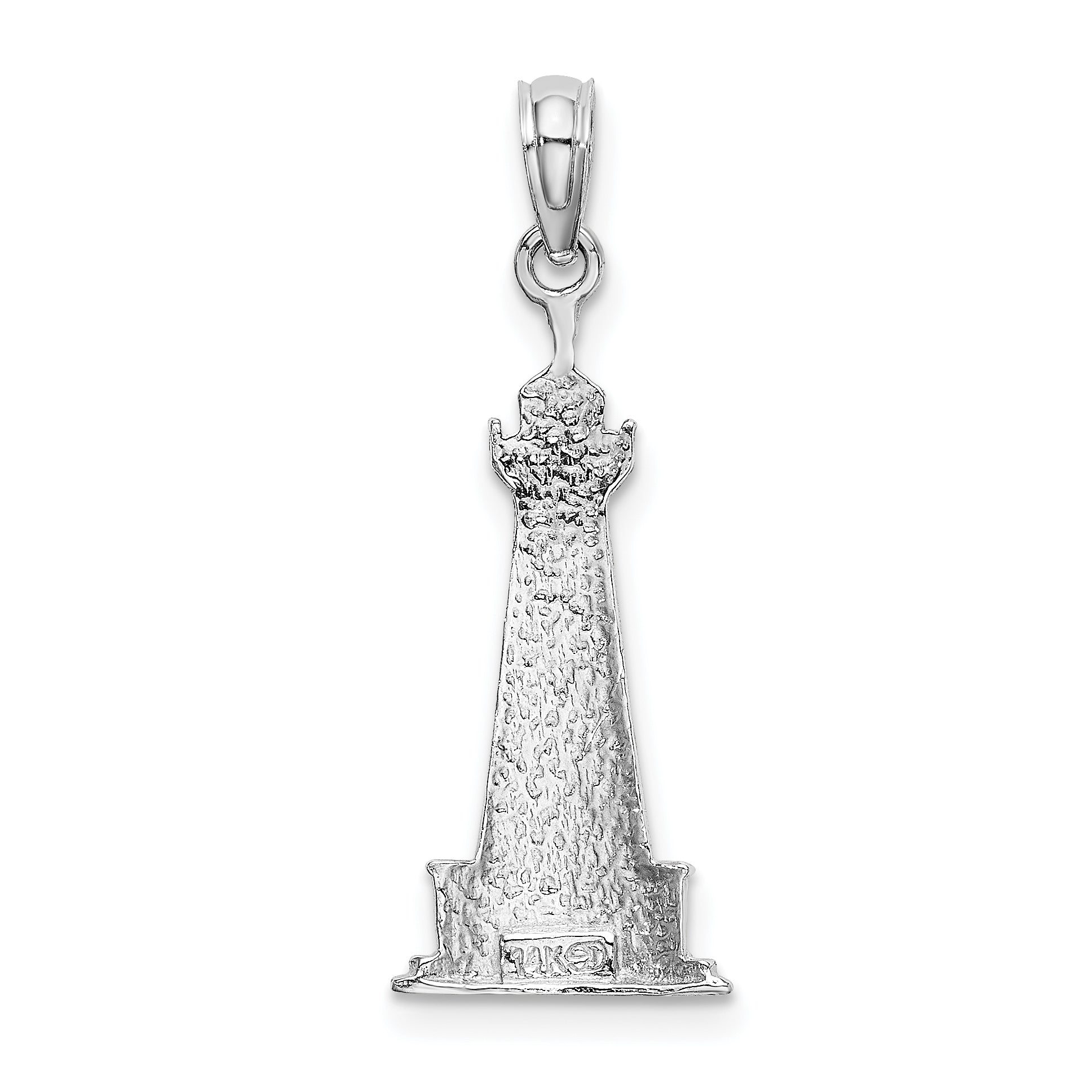 14K White Gold 2-D Cape Hatteras Lighthouse Charm - Sophia Jewelers