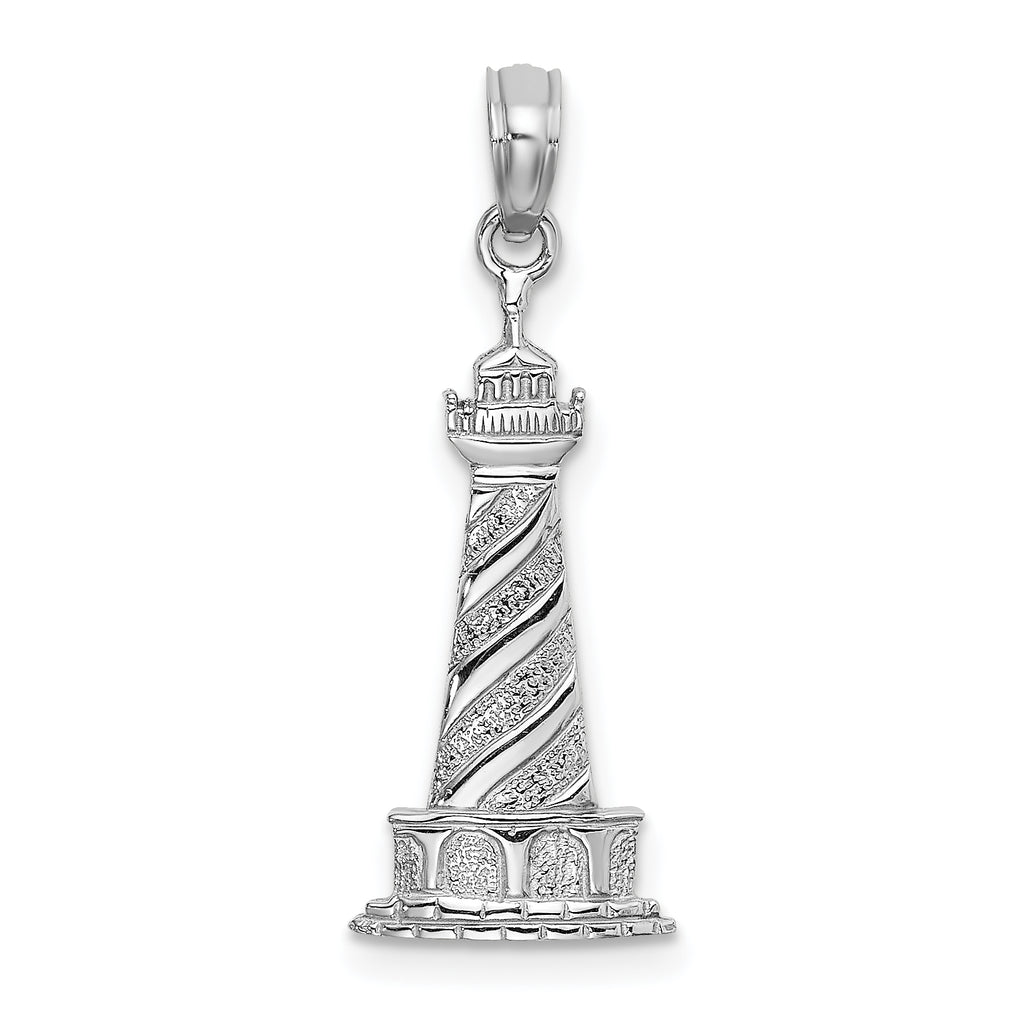 14K White Gold 2-D Cape Hatteras Lighthouse Charm - Sophia Jewelers