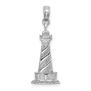 14K White Gold 2-D Cape Hatteras Lighthouse Charm - Sophia Jewelers
