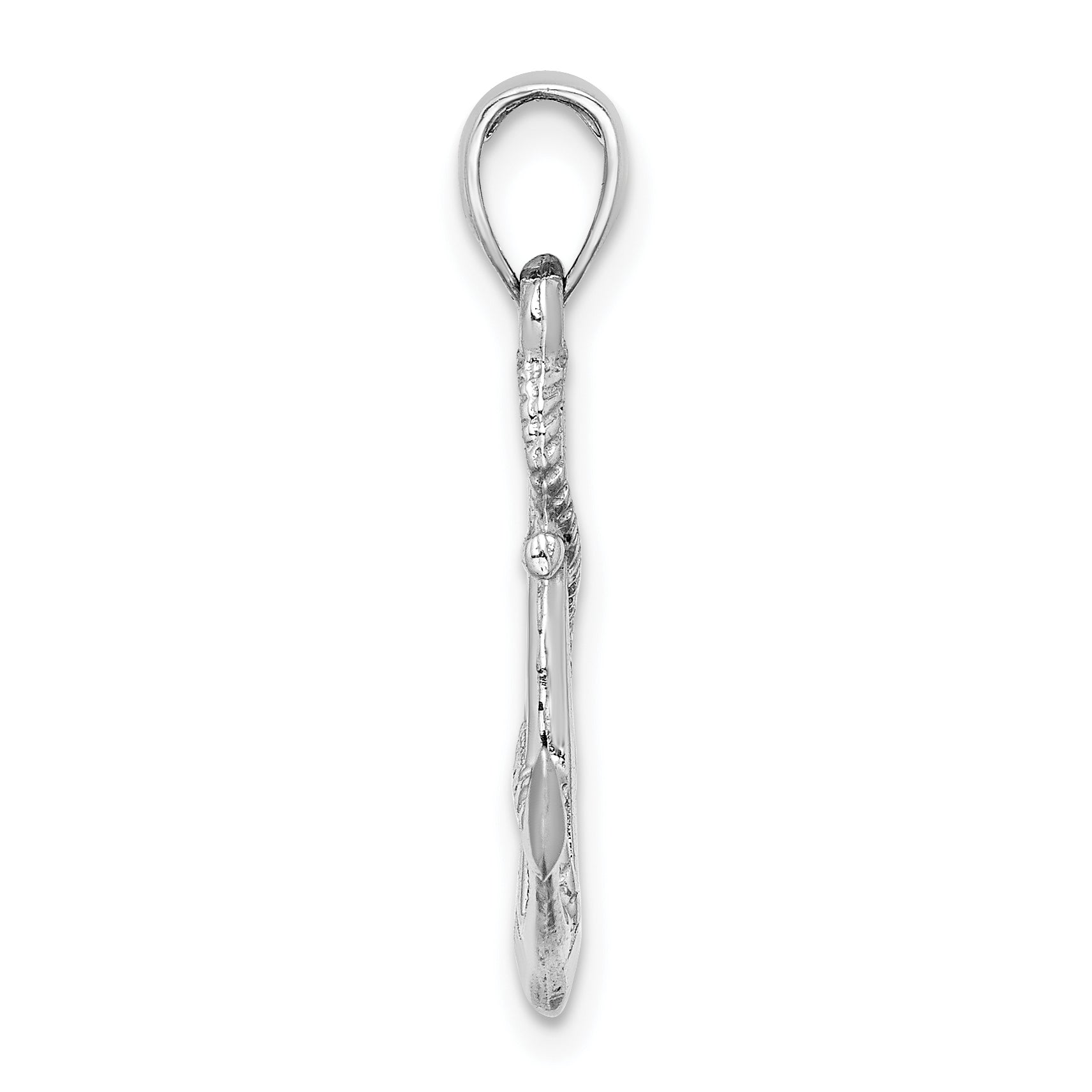 14K White Gold Solid Polished 3-D Anchor Pendant Secondary image