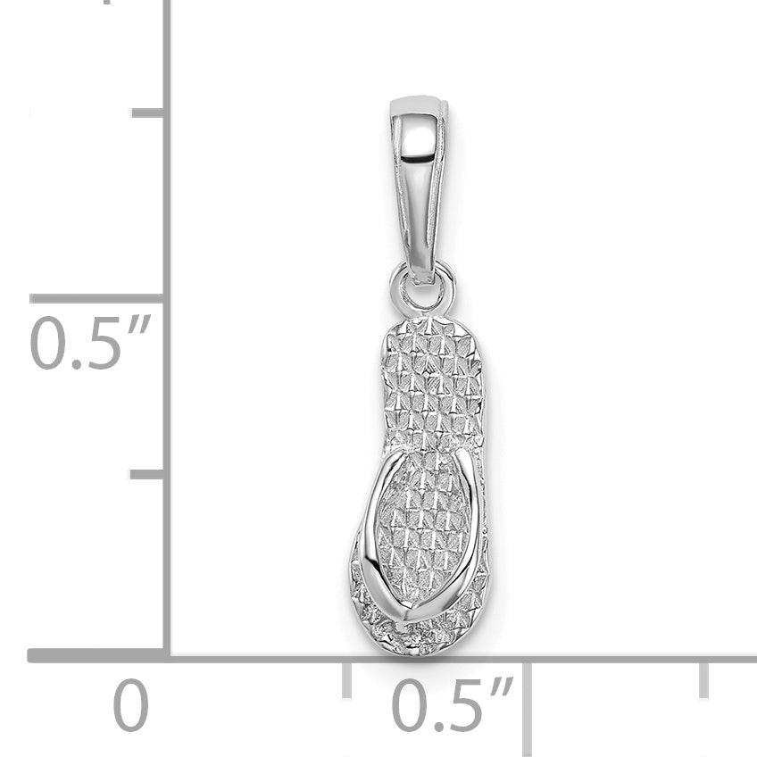 14K White Gold 3D HAWAII Flip-Flop Pendant