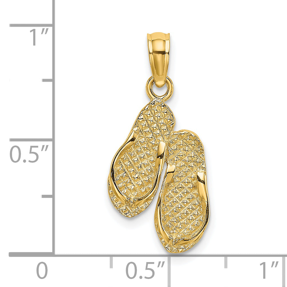 14k 3D Solid Polished HAWAII Flip-Flops Charm