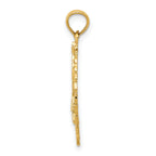 14k Solid Polished Framed Gymnast Pendant - Sophia Jewelers