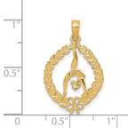 14k Solid Polished Framed Gymnast Pendant - Sophia Jewelers