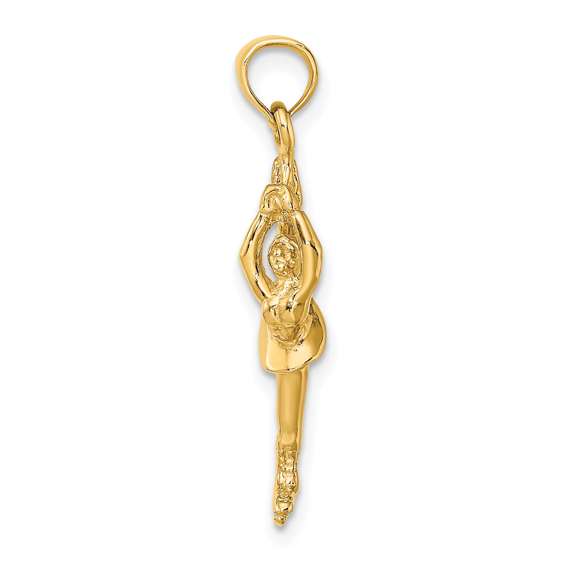 14K Solid Polished 3-D Figure Skater Charm Secondary image