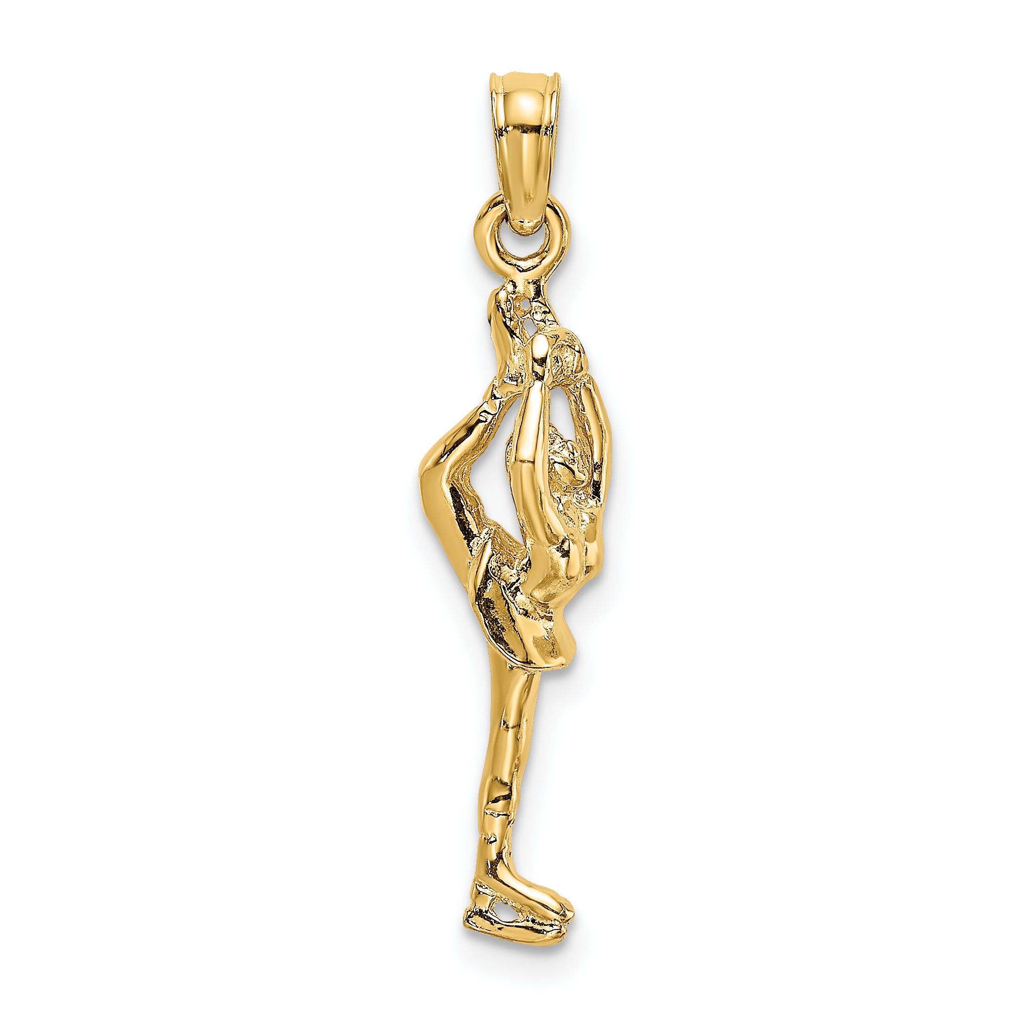 14K Solid Polished 3-D Figure Skater Charm Main image