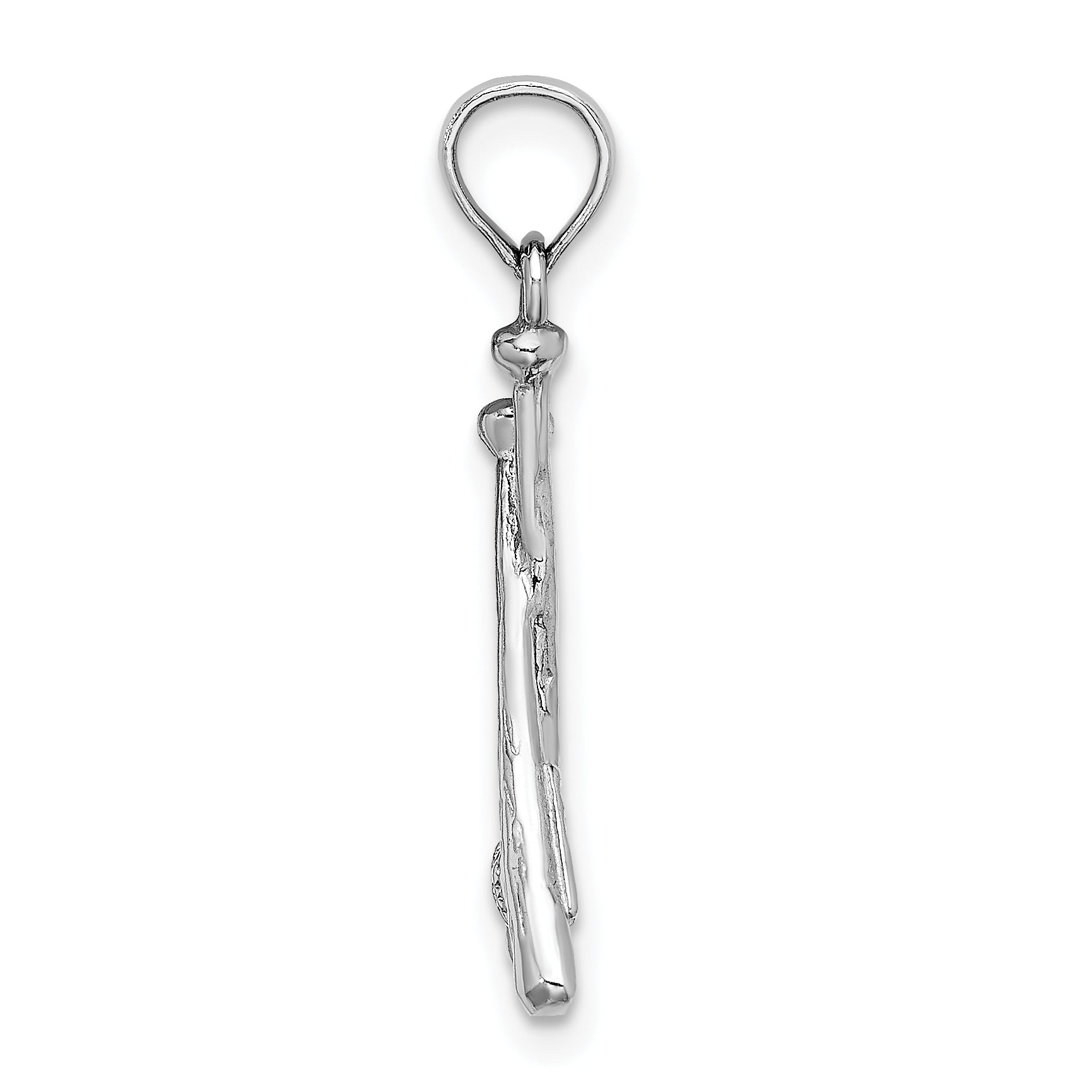 14K White Gold Polished Open-Back Bats and Baseball Pendant Secondary image