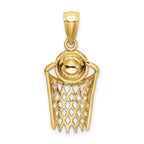 14K Polished Basketball and Net Charm