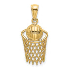14K Polished Basketball and Net Charm