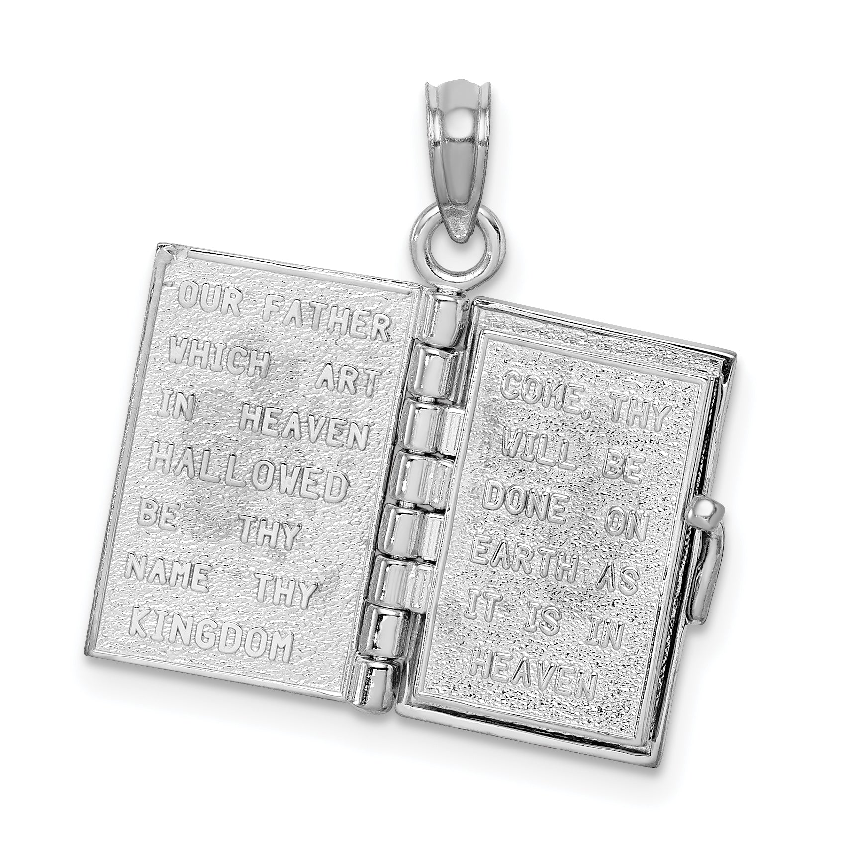 14K White Gold 3D Lords Prayer Bible Pendant Secondary image