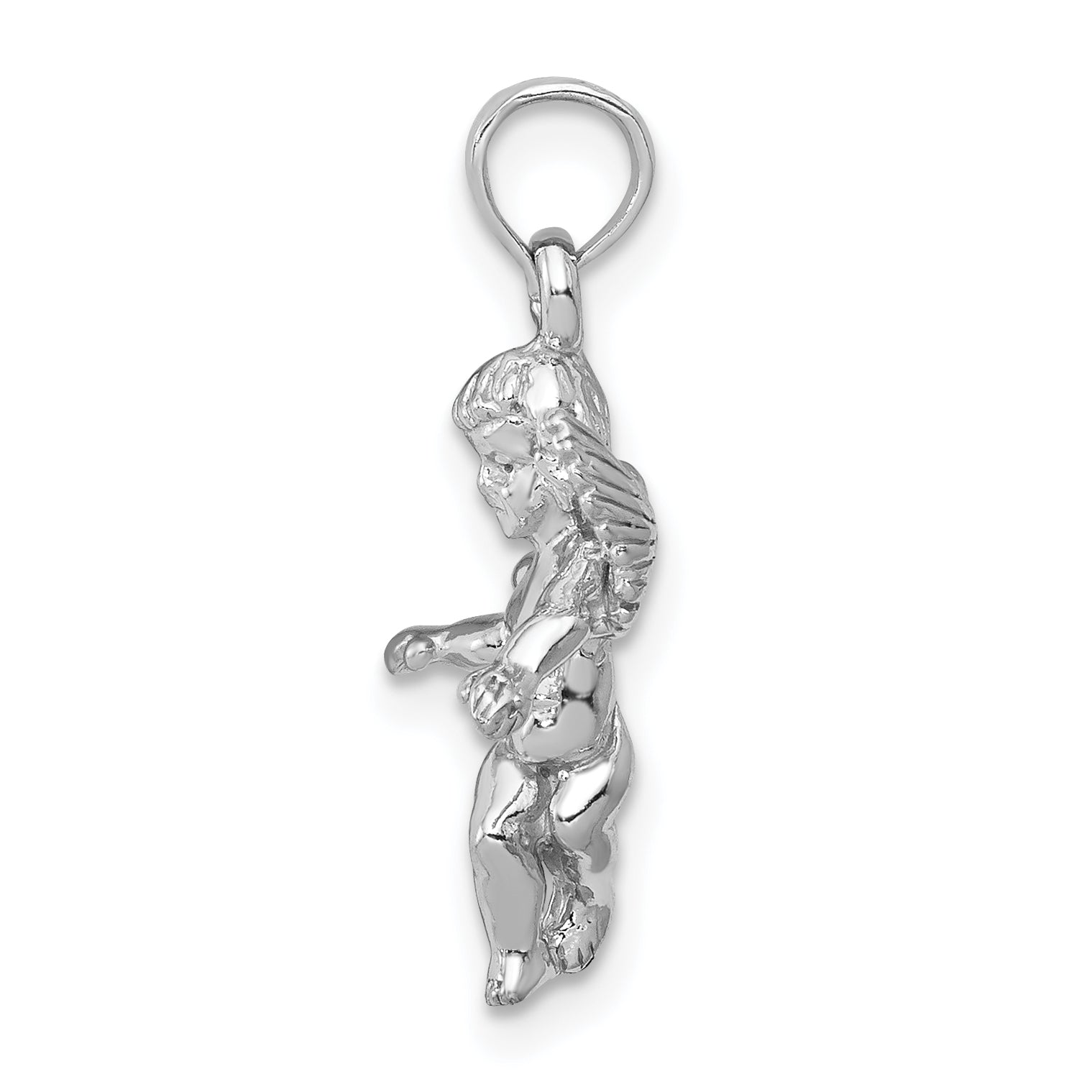 14k  3D White Gold Polished Solid Angel Pendant Secondary image