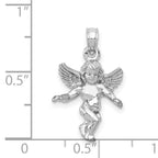 14k  3D White Gold Polished Solid Angel Pendant