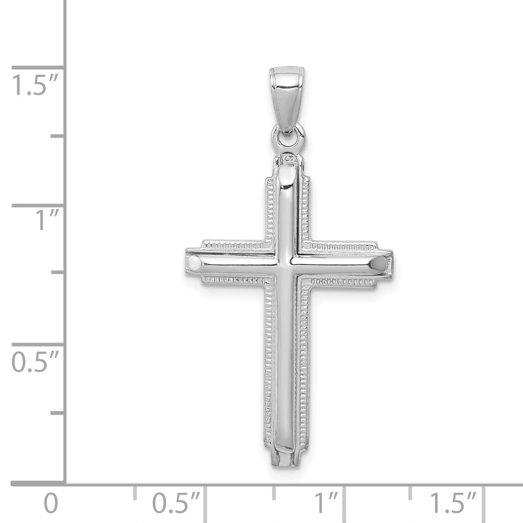 14k White Gold Polished Cross Pendant